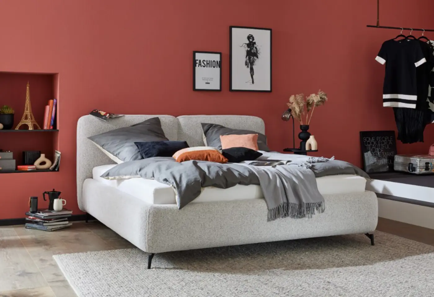 Polsterbett 1419 von Interliving Stoff Puente hellgrau 80 ca. 180x200cm