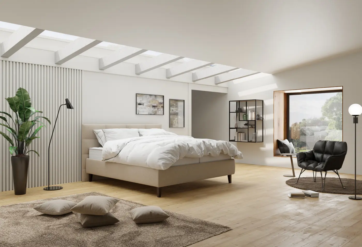 Polsterbett 22776.. Stoff Toscana Beige 09 ca. 180x200cm