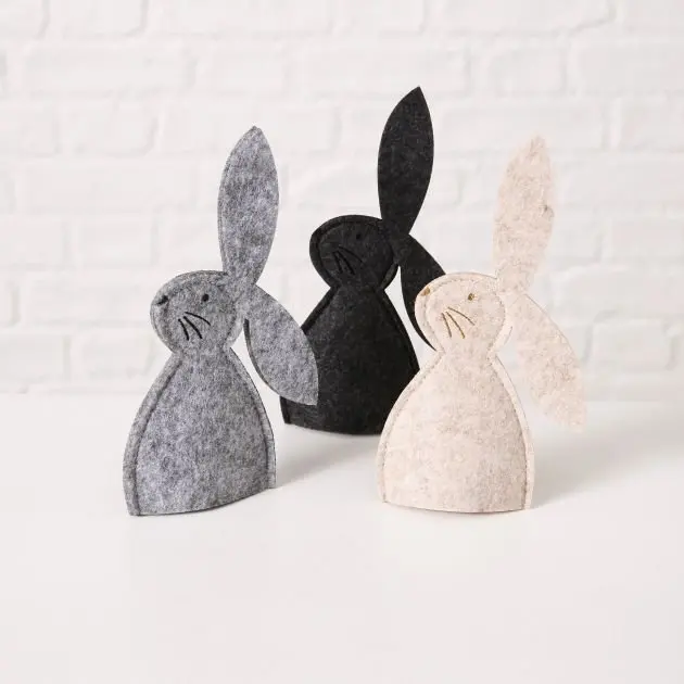 Eierwärmer 19cm Hase Tio Filz sort. Weiss, Grau, Schwarz sortiert Filz ca. 19cm