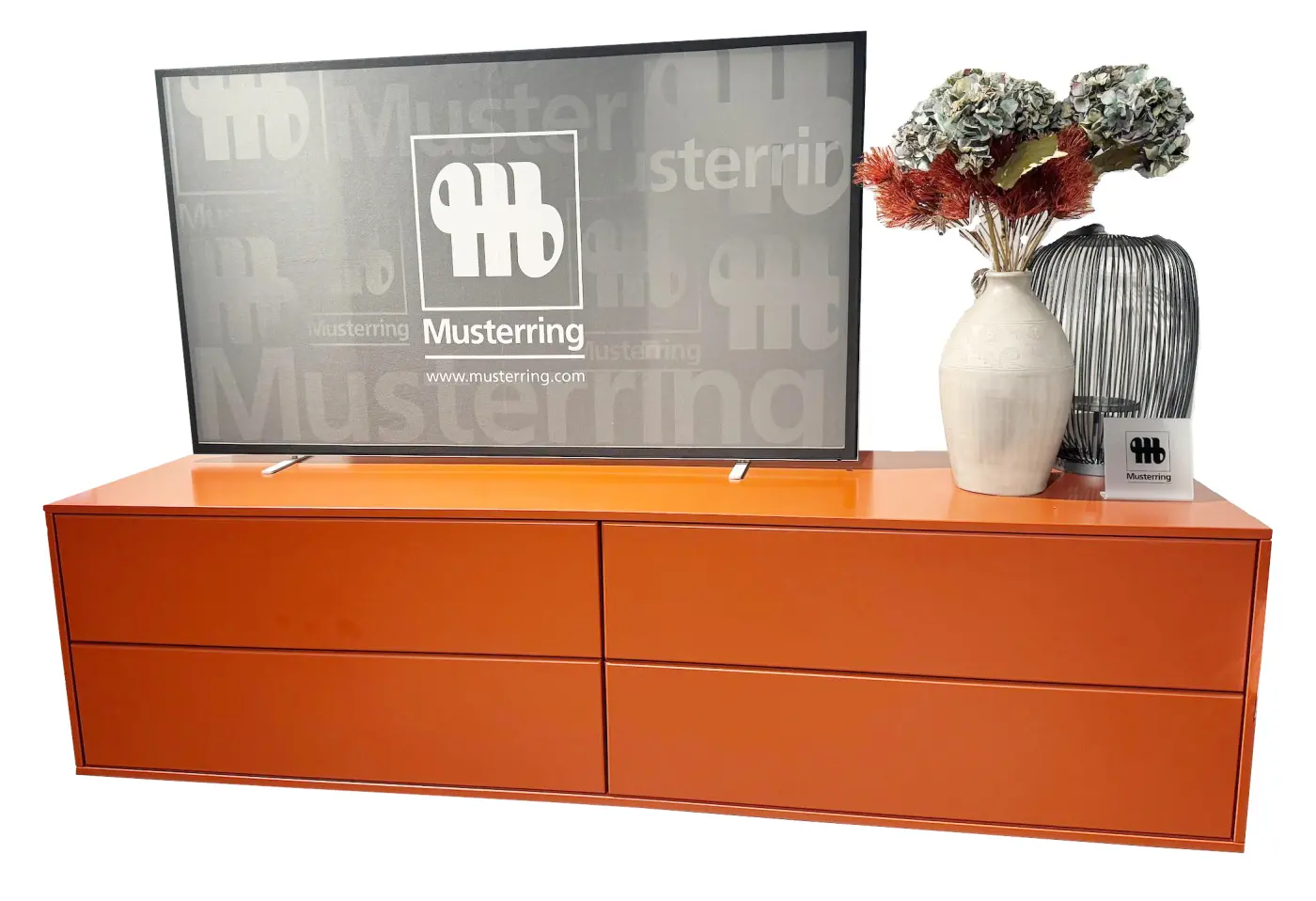 Sideboard Valendas Lack ziegelrot / PG2 Abdeckblatt modern / Griff P