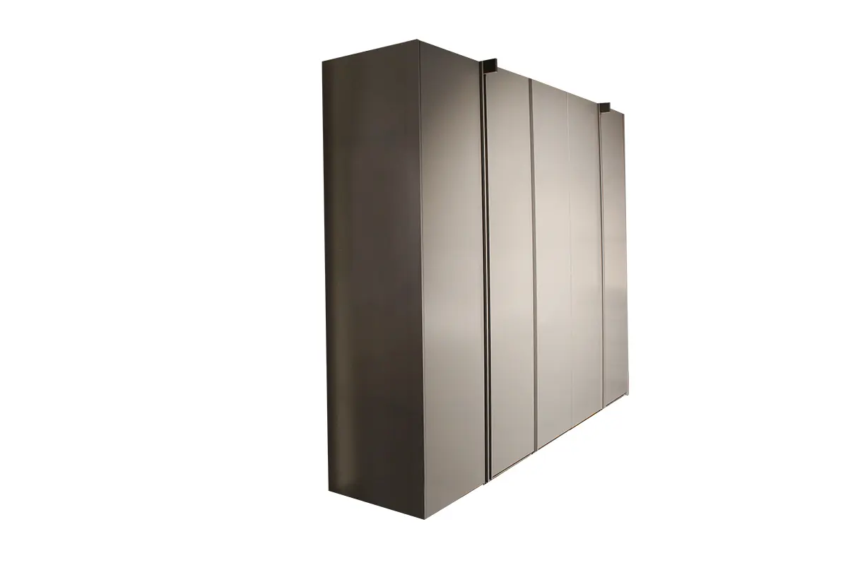 Drehtürenschrank 20622.. Lack matt platingrau ca. 252,9x222,9x59,6cm