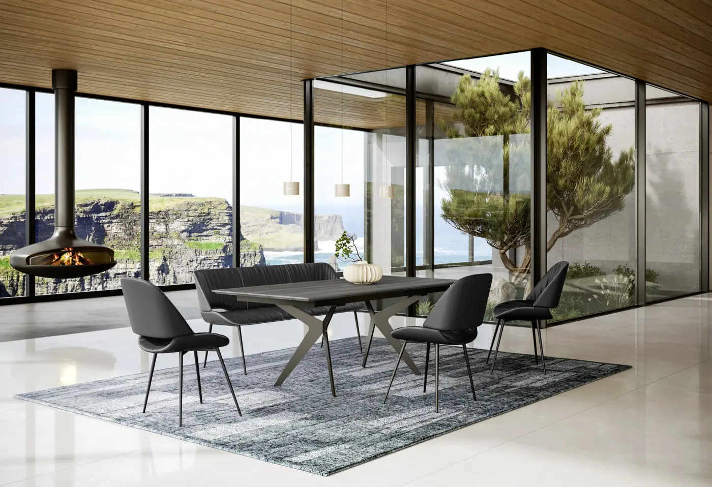 Sitzbank Capri Anthrazit von Willisau Leder Excellent