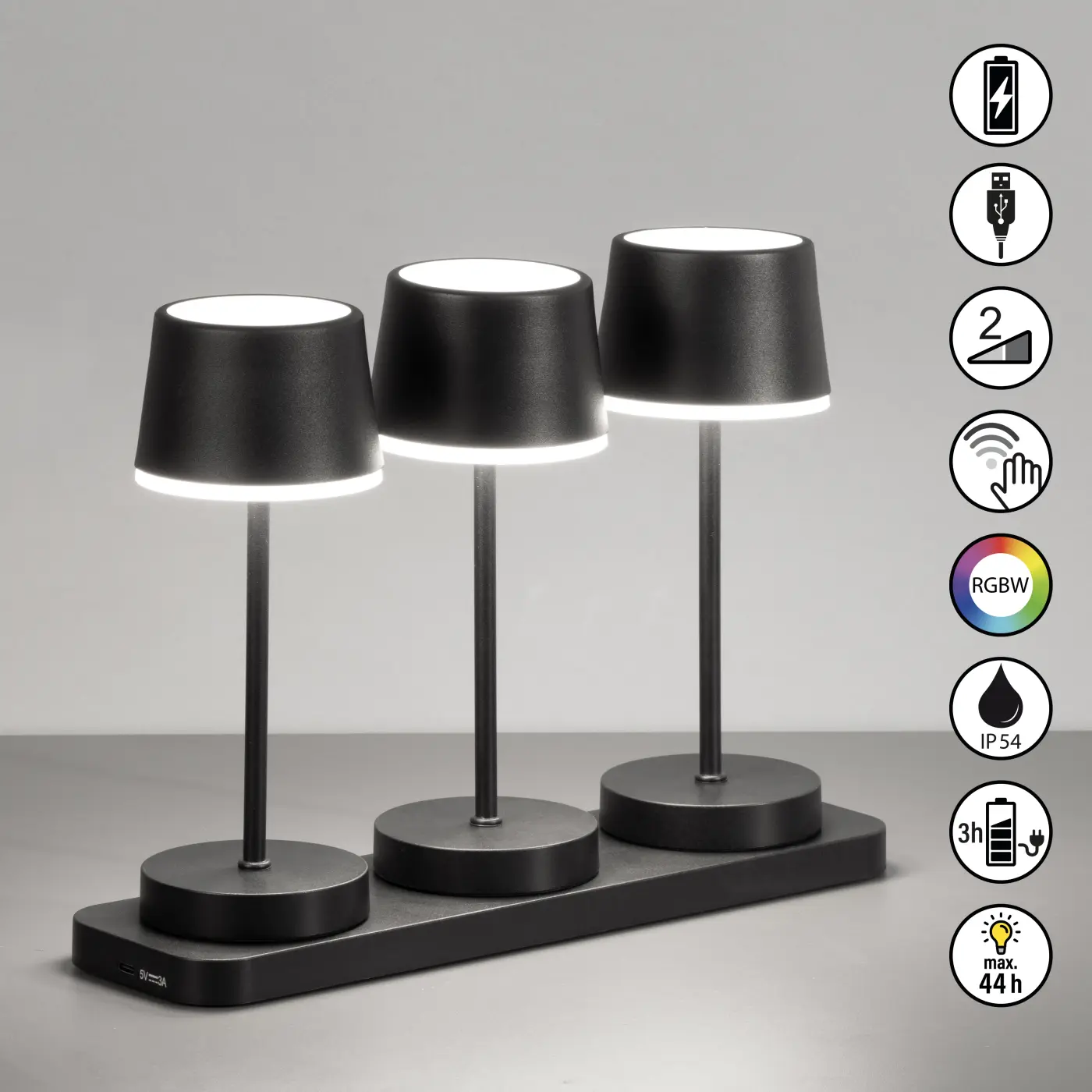 Tischleuchte 23711.. Sandschwarz Kunststoff Kunststoff ca. 30x8,5x21,5cm