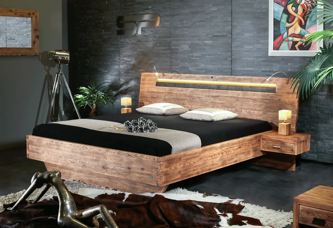 Bett 14962.2 Eiche gebrannt ca. 180x200cm