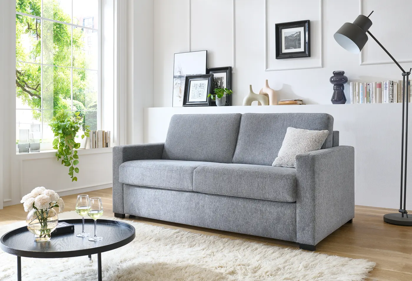 Doppelliege Mollis Stoff 2-6989 grau ca. 150x200cm