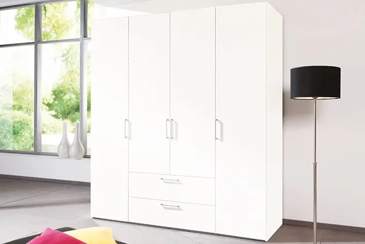 Drehtürenschrank Bronschhofen Polar/Lackweiss ca. 200x216x58cm