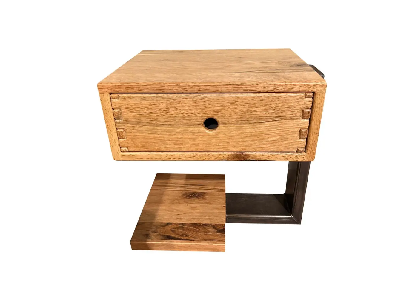 Kufen-Nachttisch 6463.1 Sumpfeiche geölt ca. 46x43x33cm