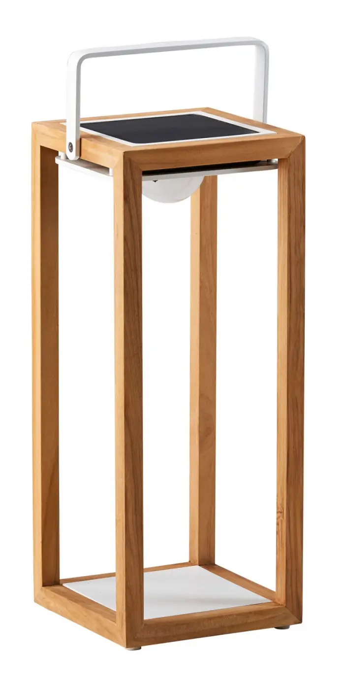 Solarleuchte 15365 Weiss Mischung von Aluminium und Teakholz ca. 21x53x20cm