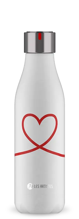 Trinkflasche 500ml Les Artistes, love Weiss, Rot Edelstahl ca. 7,05x7,05x25,4cm
