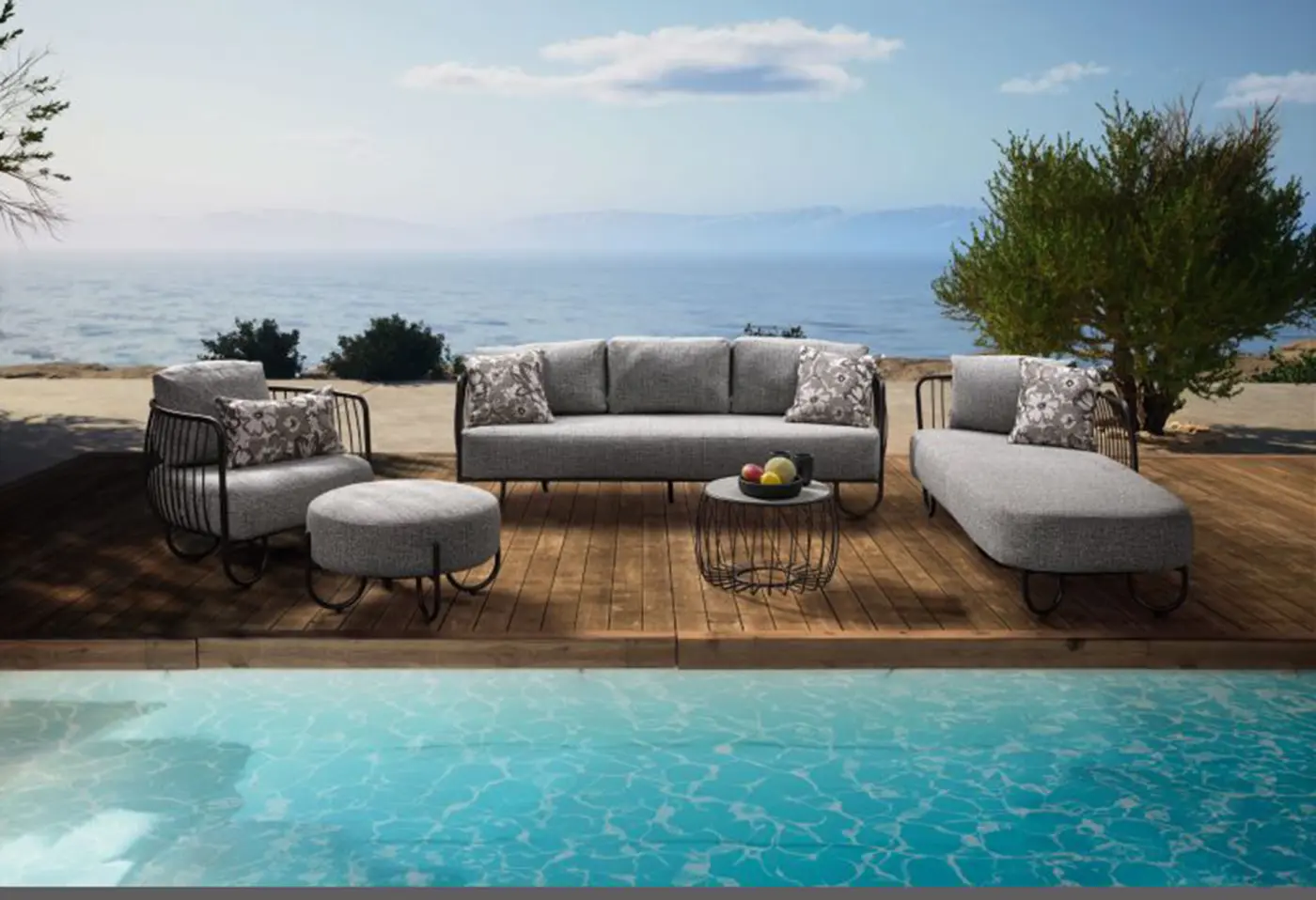 Lounge-Hocker 22004.2 Grau Mélange ca. 72x41cm