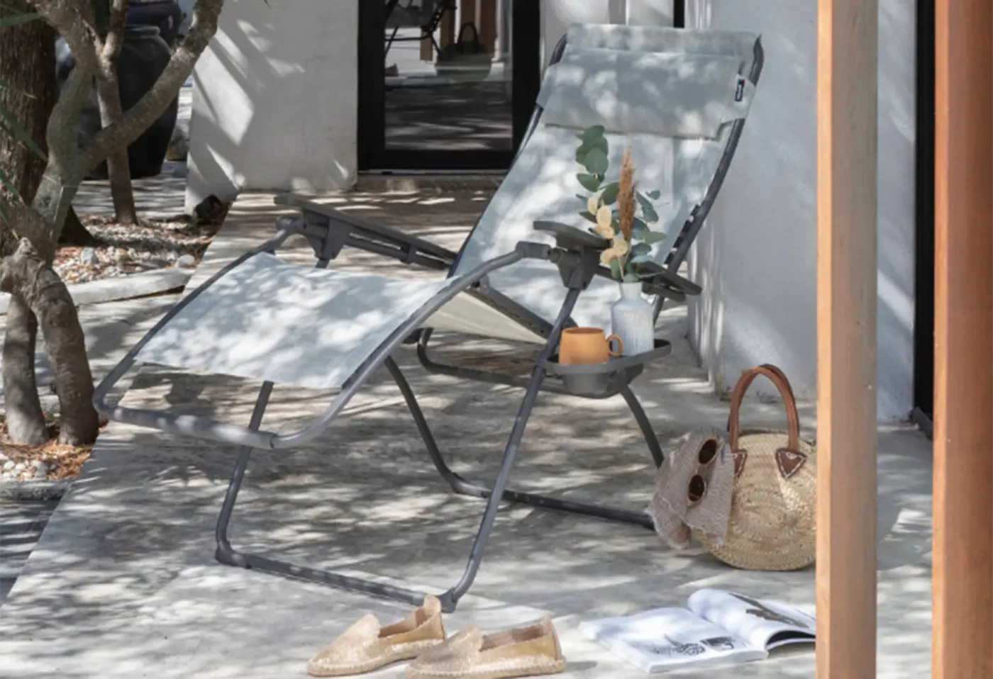 Liegestuhl Futura Bat Beige Seigle von Lafuma Batyline ca. 71cm