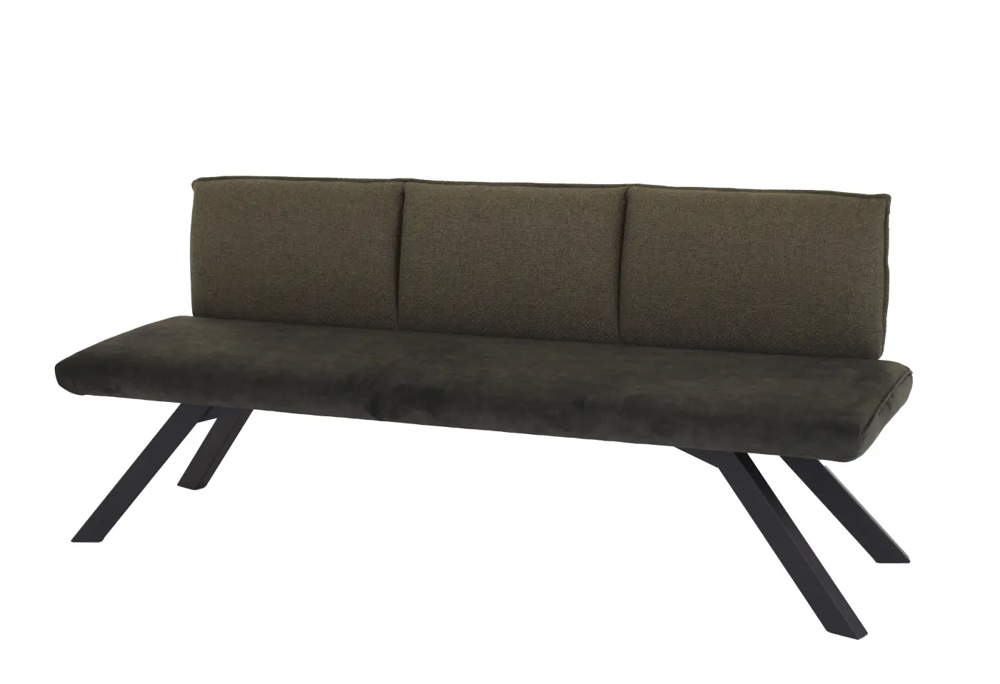 Bank 22090.. Stoff Amour 5514 khaki (437), Lehne lang mit Kissenoptik, Stoff Forza 5514 khaki (438 ca. 200x88x62cm