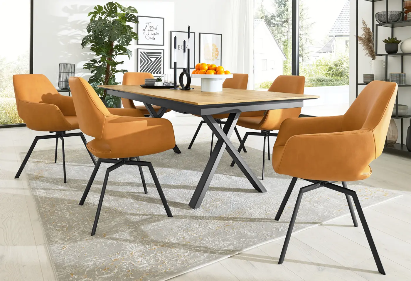 Esstisch 5112 von Interliving Eiche rustiko hell geölt, furniert ca. 220x100x75cm