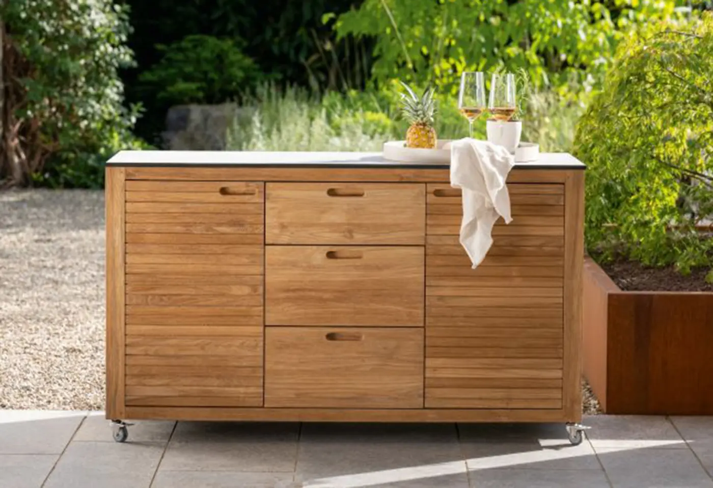 Sideboard 23261 Quartz Teak, Silverstar (HPL) ca. 150x58x88cm