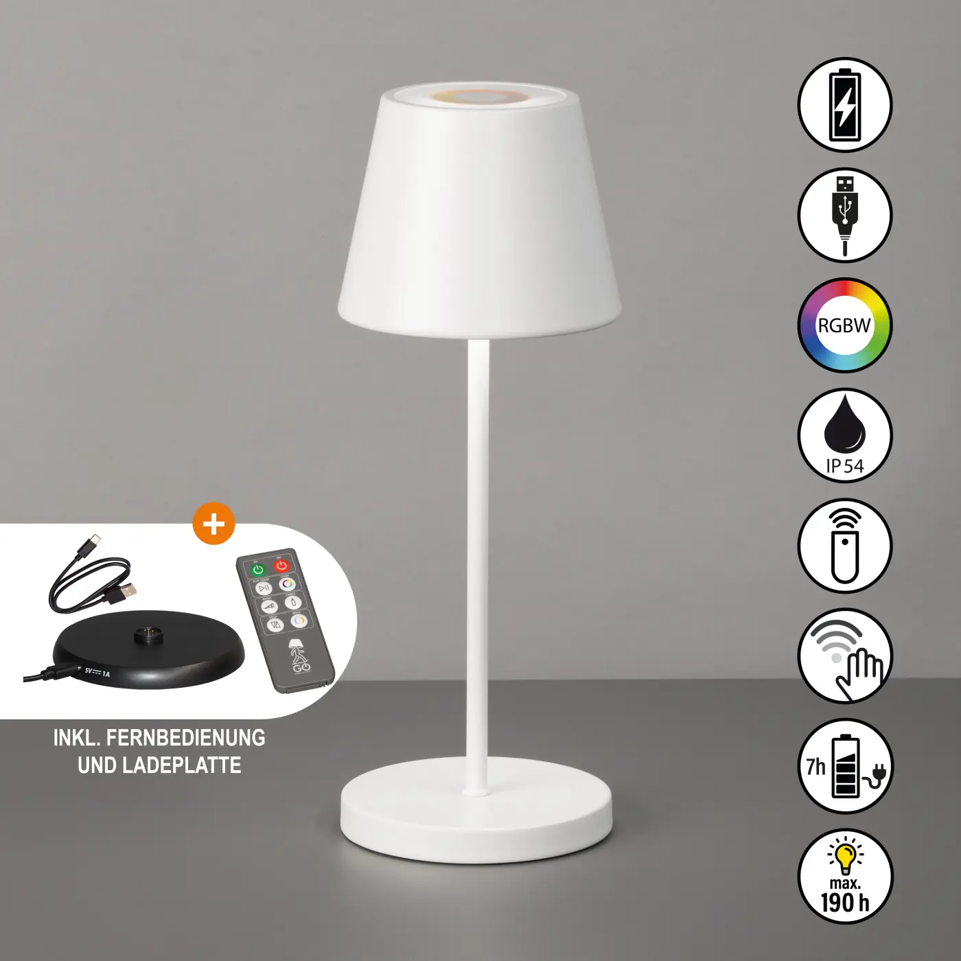 LED-Tischleuchte 23722.. Sandweiss Kunststoff, Metall ca. 11x30cm