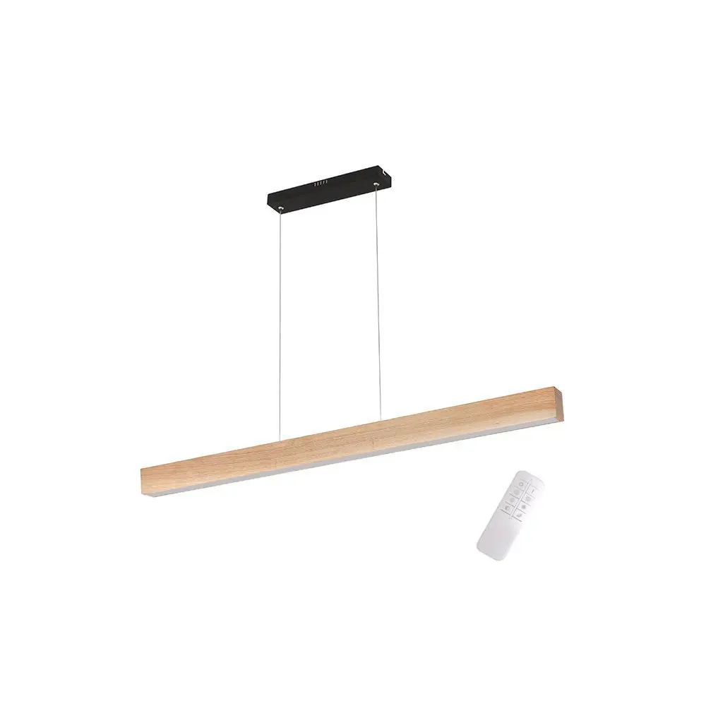 LED-Hängelampe 20840.. Schwarz, Braun Eschenholz, Metall ca. 150x132cm
