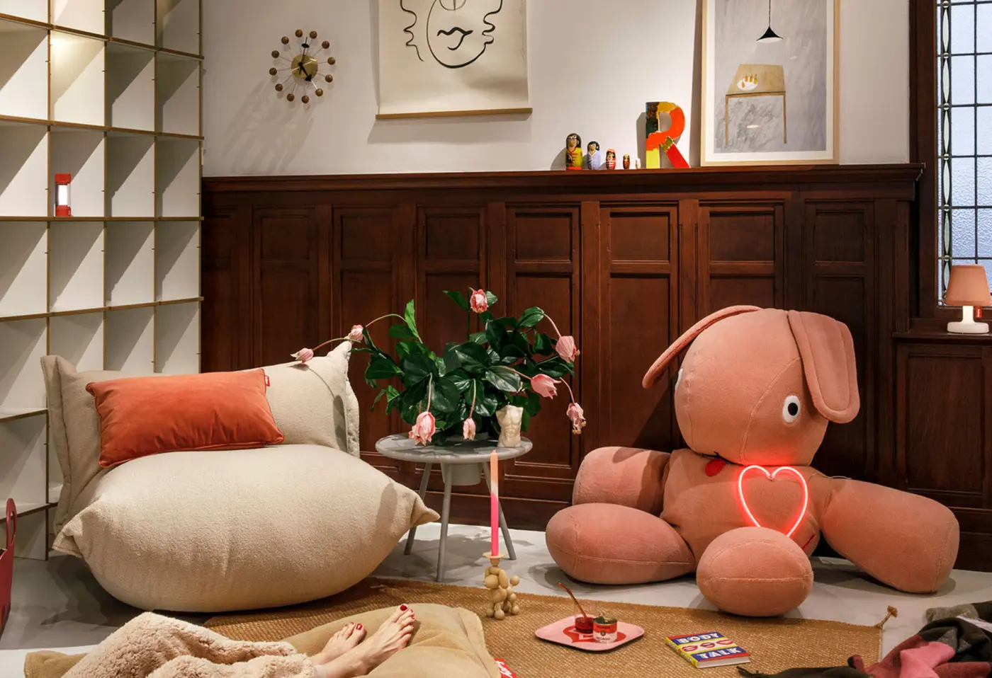 Kuschelhase C09 XS Teddy Cheeky Pink von Fatboy Polyester ca. 180x150x50cm