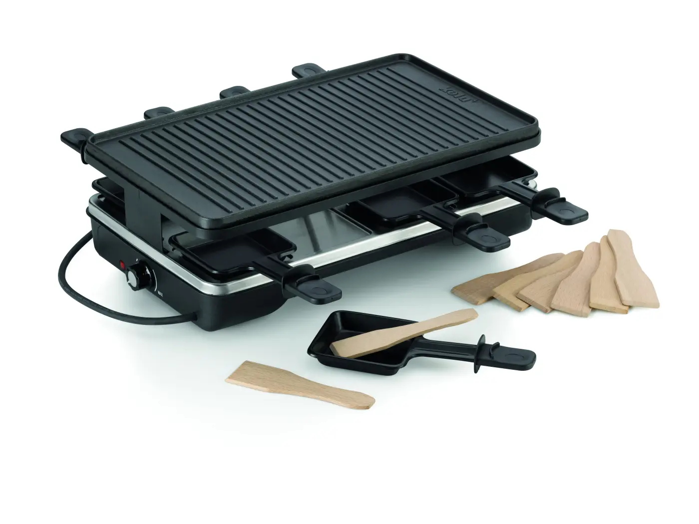 Raclette/Grillplatte 64006 Schwarz von Kela Antihaftbeschichtungtete Grillplatte und Pfännchen, Kunststoff