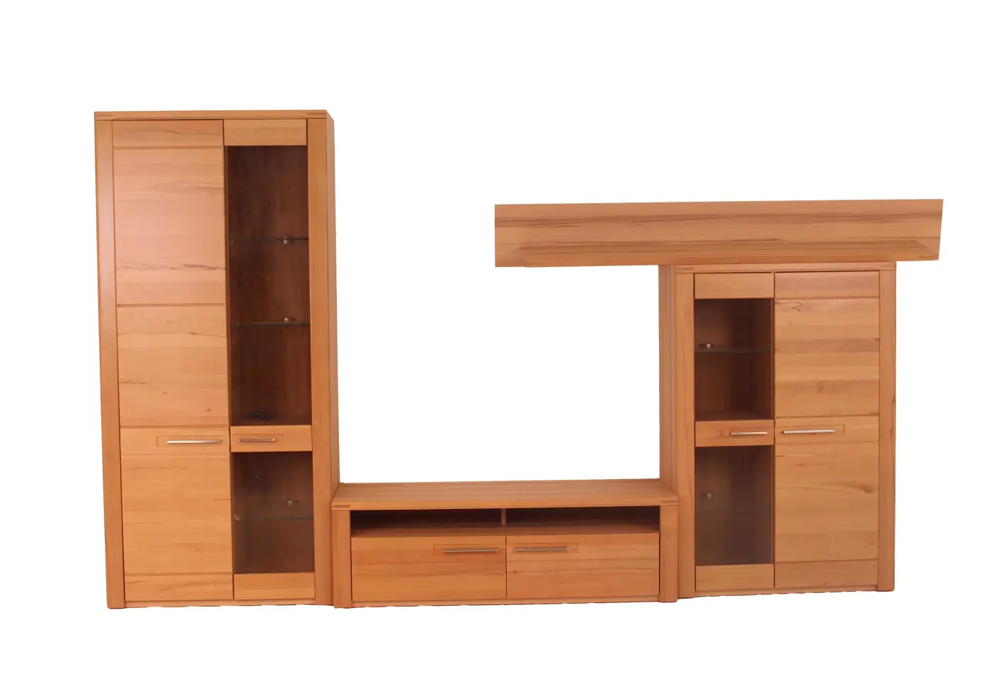 Wohnwand Naters Kernbuche Nb., Kernbuche massiv lackiert ca. 320x185x45cm