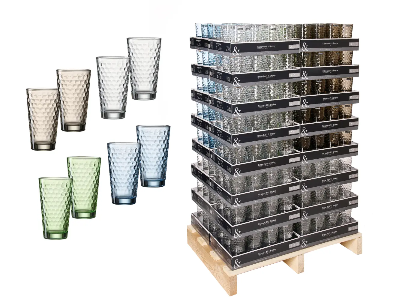 Trinkglas 400ml Favo, sort.