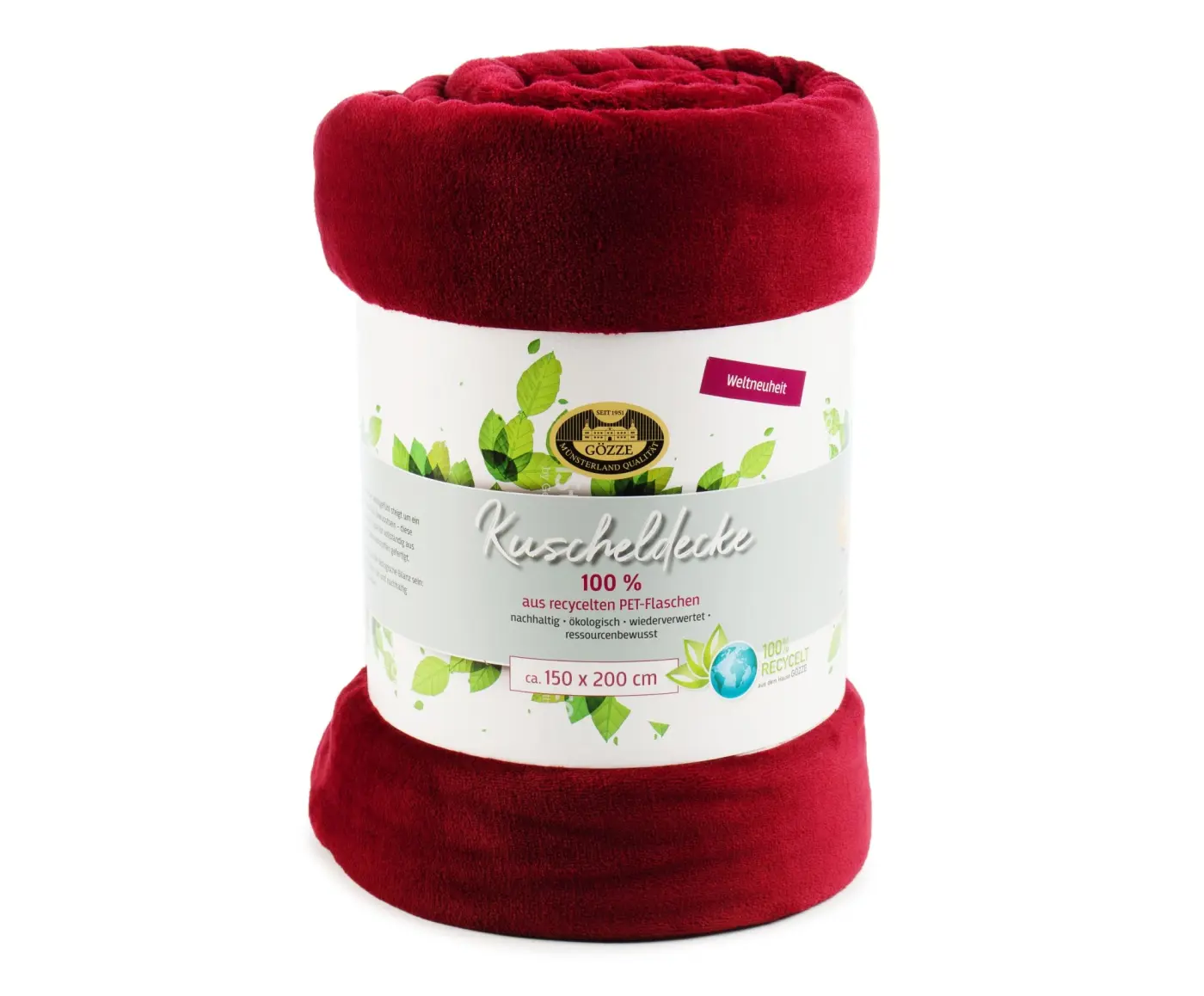 Wohndecke 150x200 PET recycelt, bordeaux
