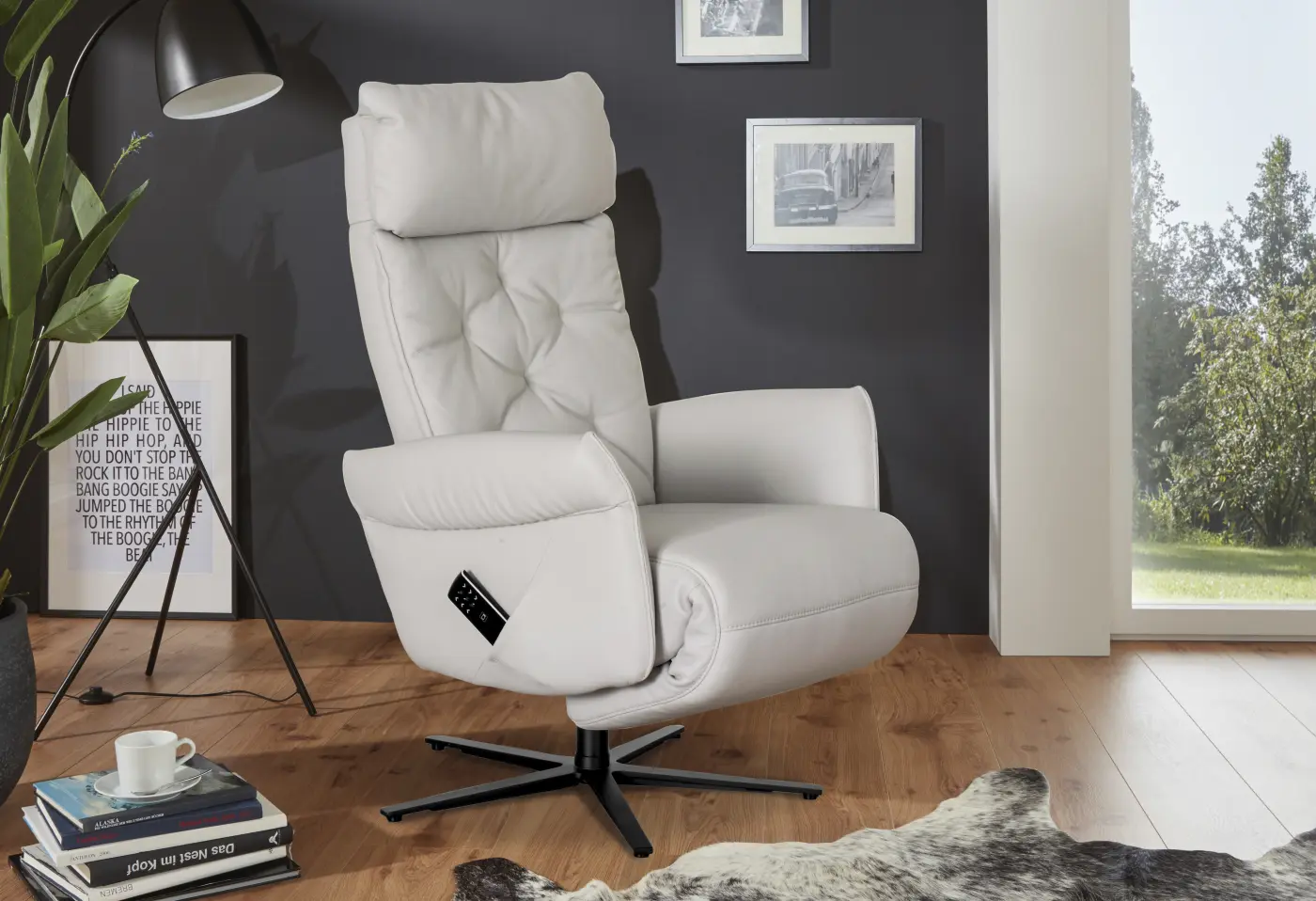 Fernsehsessel 11733.5 Leder Longso Eis ca. 77x112x87cm