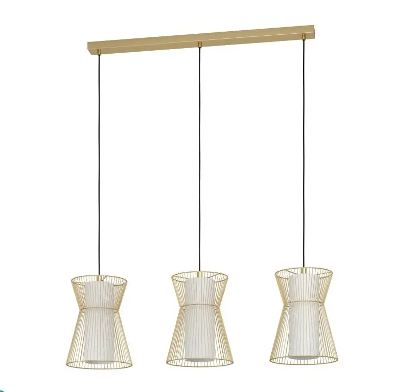 Hängeleuchte 19543.. Gold, Weiss matt Stahl, Glas ca. 93x22,5x110cm